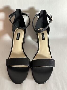 NIB Nine West Women's Pruce Block Heel Sandal Black Size 9.5 Dressy Casual Party